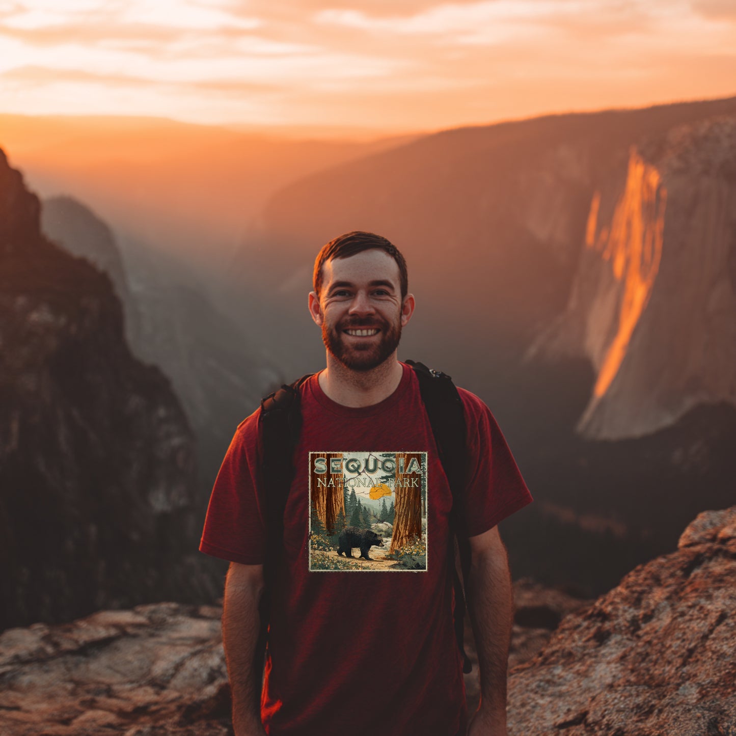 Sequoia National Park Shirt California Giant Tree Stamp TShirt USA Camping Hiking T-Shirt Outdoor Wildlife Nature Tee Small to 5XL