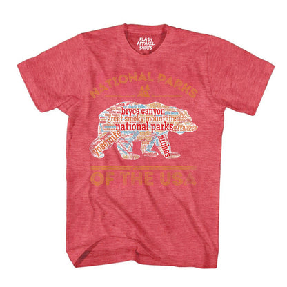 National Parks Shirt USA Park Map Walking Bear Camping & Hiking T-Shirt Outdoor Wildlife Nature Tee