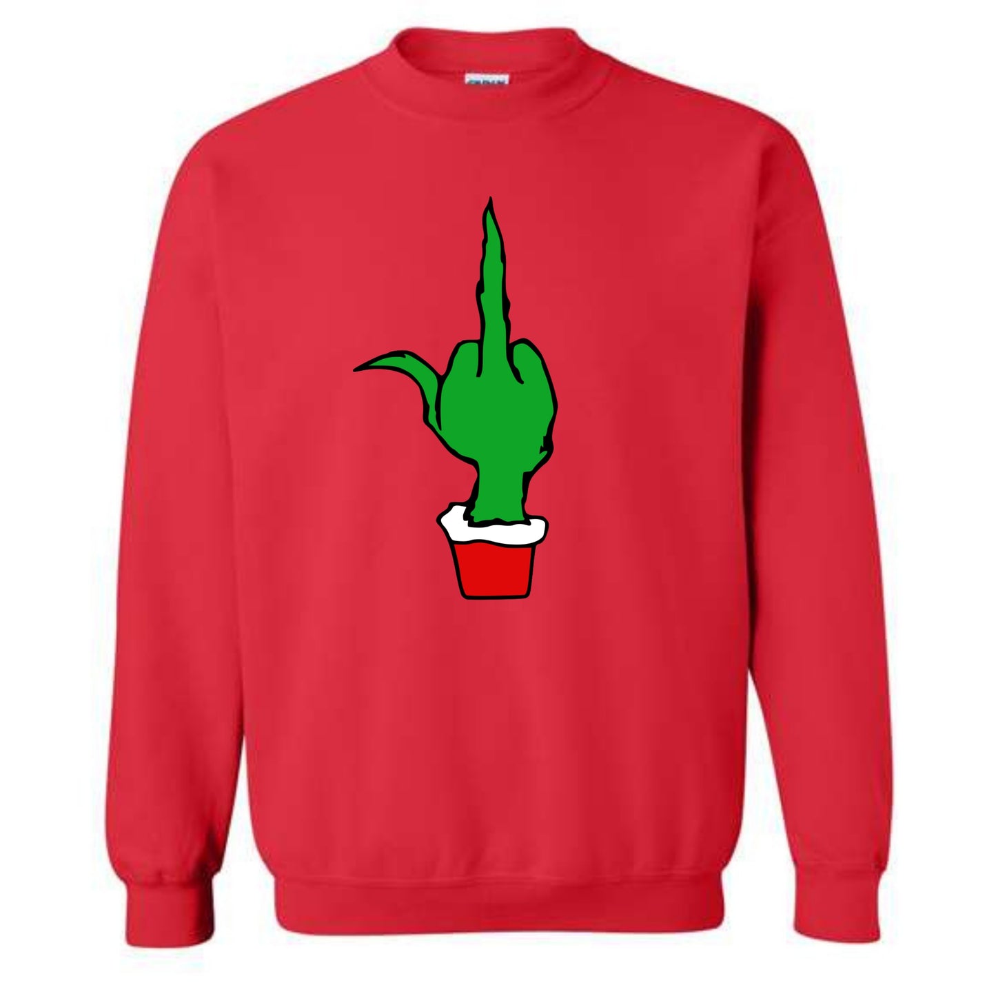 Christmas Green Finger Holiday Crewneck Sweatshirt Middle Finger Pullover Sweater Small to 5XL
