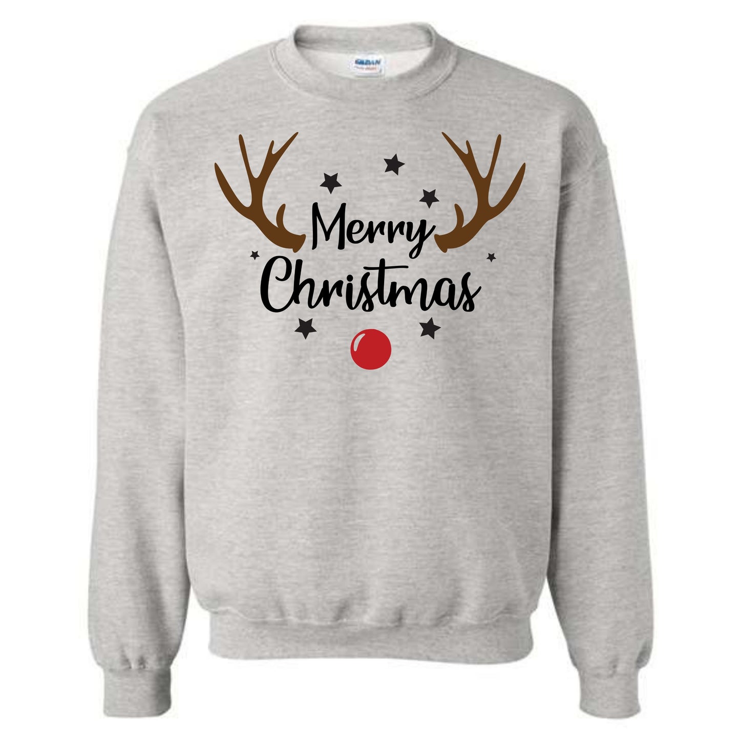 Merry Christmas Reindeer Costume Crewneck Sweatshirt Unisex Sweater Holiday Spirit Novelty Party Size Small to 5XL