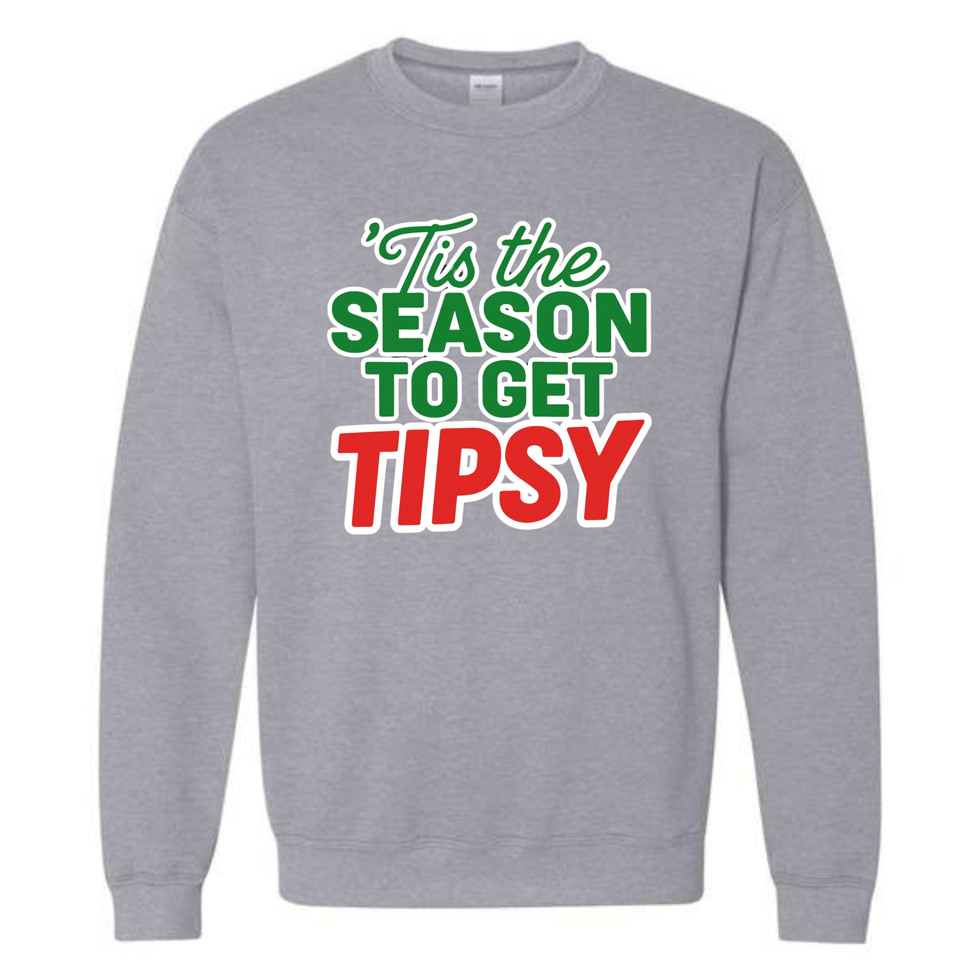 Merry Christmas Novelty Crewneck Sweatshirt Tis The Season To Get Tipsy Funny Unisex Holiday Sweater Spirit Pullover Party Gift Size Small to 5XL