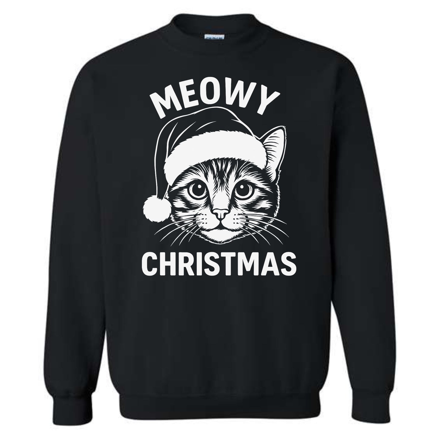 Merry Christmas Cat Novelty Crewneck Sweatshirt Meowy Christmas Funny Unisex Holiday Sweater Spirit Pullover Party Gift Size Small to 5XL