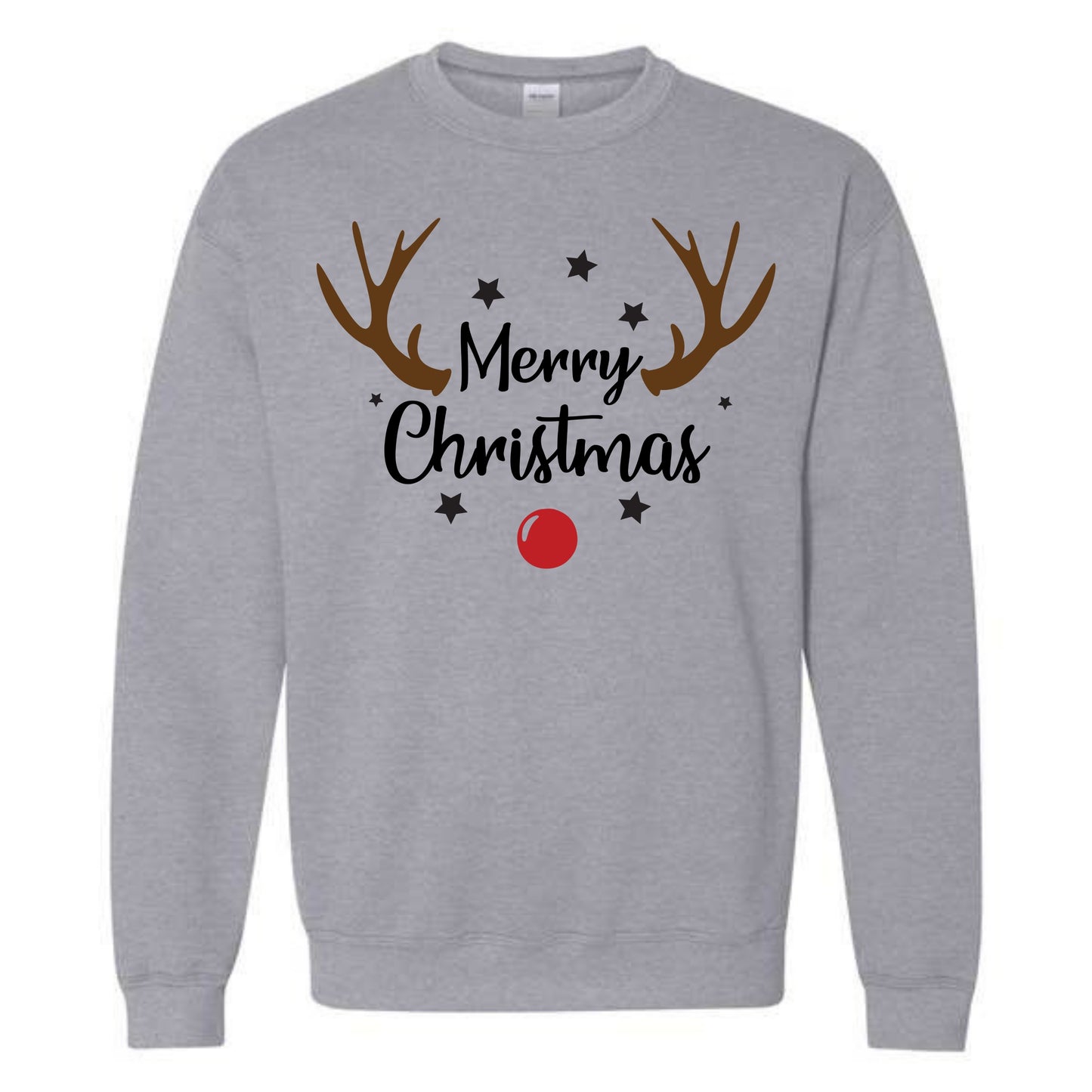 Merry Christmas Reindeer Costume Crewneck Sweatshirt Unisex Sweater Holiday Spirit Novelty Party Size Small to 5XL