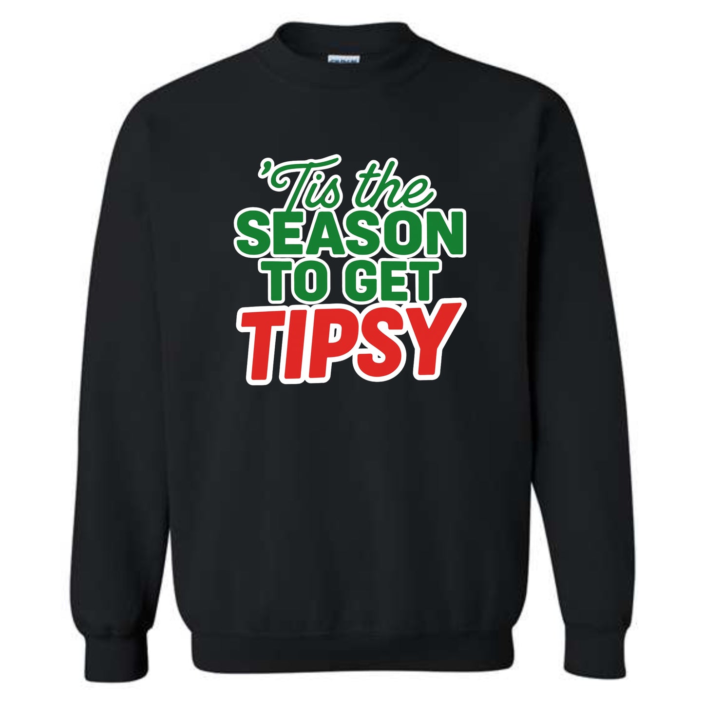 Merry Christmas Novelty Crewneck Sweatshirt Tis The Season To Get Tipsy Funny Unisex Holiday Sweater Spirit Pullover Party Gift Size Small to 5XL