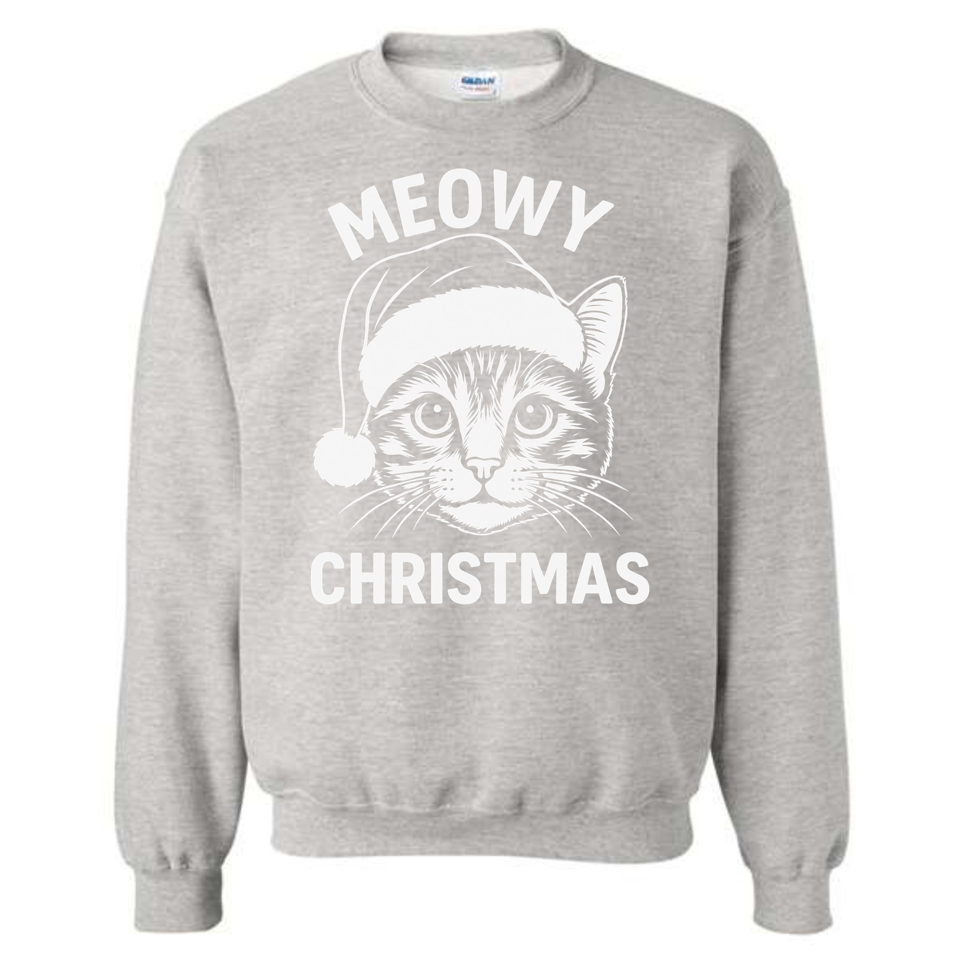 Merry Christmas Cat Novelty Crewneck Sweatshirt Meowy Christmas Funny Unisex Holiday Sweater Spirit Pullover Party Gift Size Small to 5XL