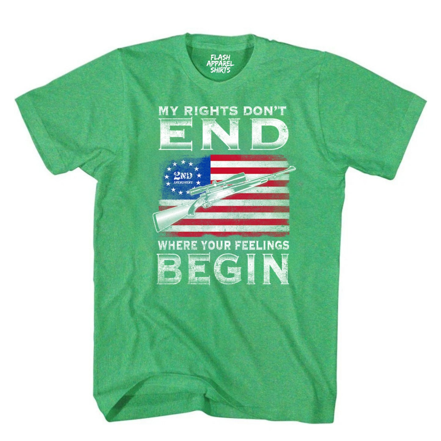 2nd Amendment My Rights Don't End Where Your Feelings Begin USA Flag Guns We the People T Shirt Patriotic Graphic Tee Shirt