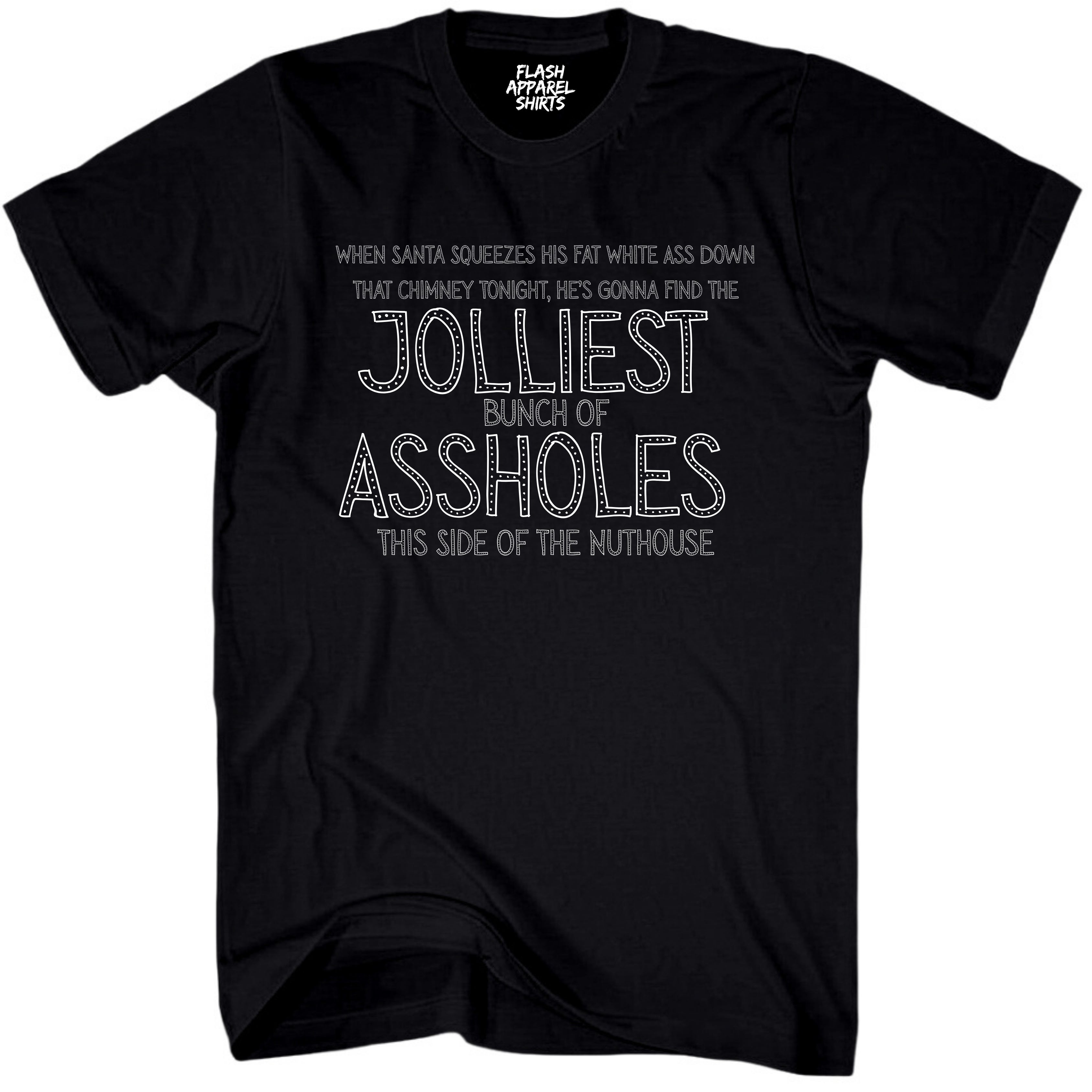 Mens Funny Christmas Shirts Jolliest Bunch of A Holes T-Shirt Funny Retro Vintage Tee Graphic Fathers Day Holiday Spirit Party Gift Small to 5XL