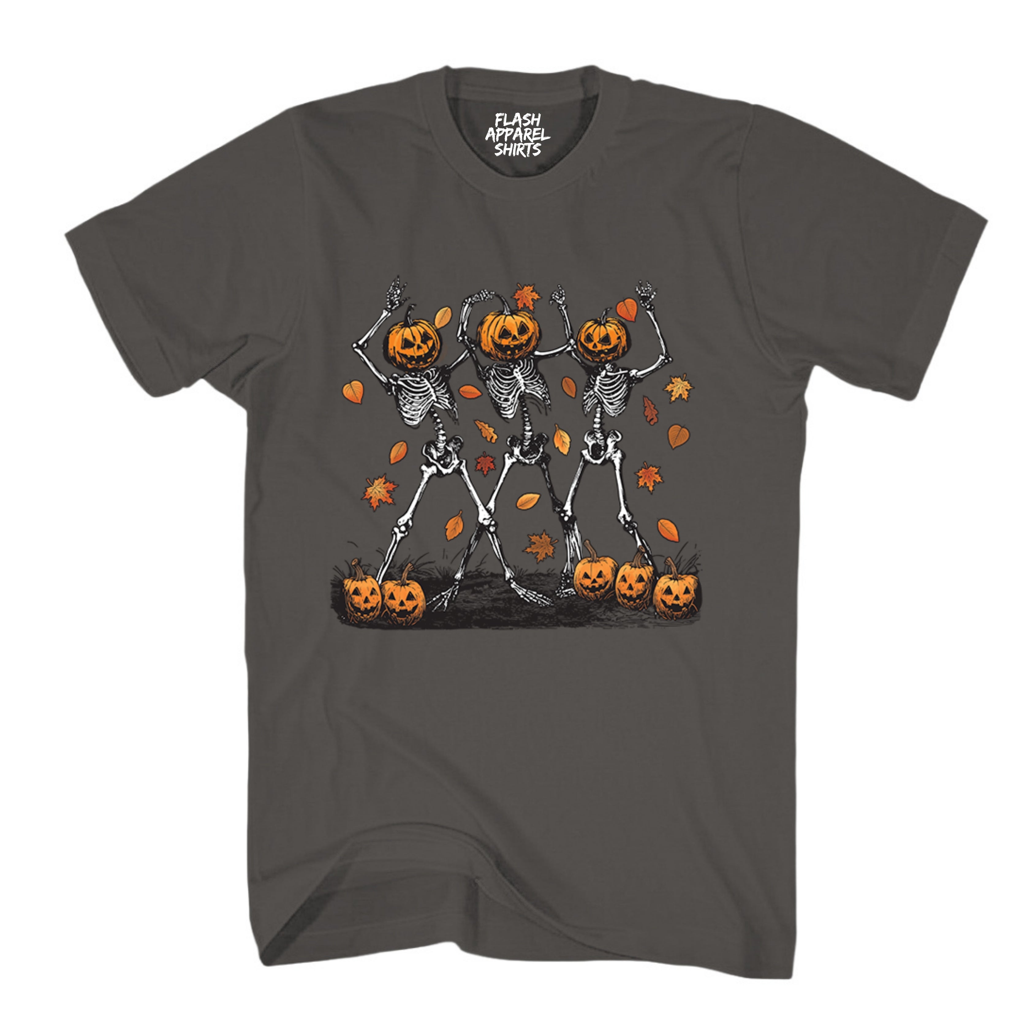 Halloween Pumpkin Skeleton Head Shirt Spooky Tee Dancing Retro Scary T-Shirt Novelty Gift T Shirt