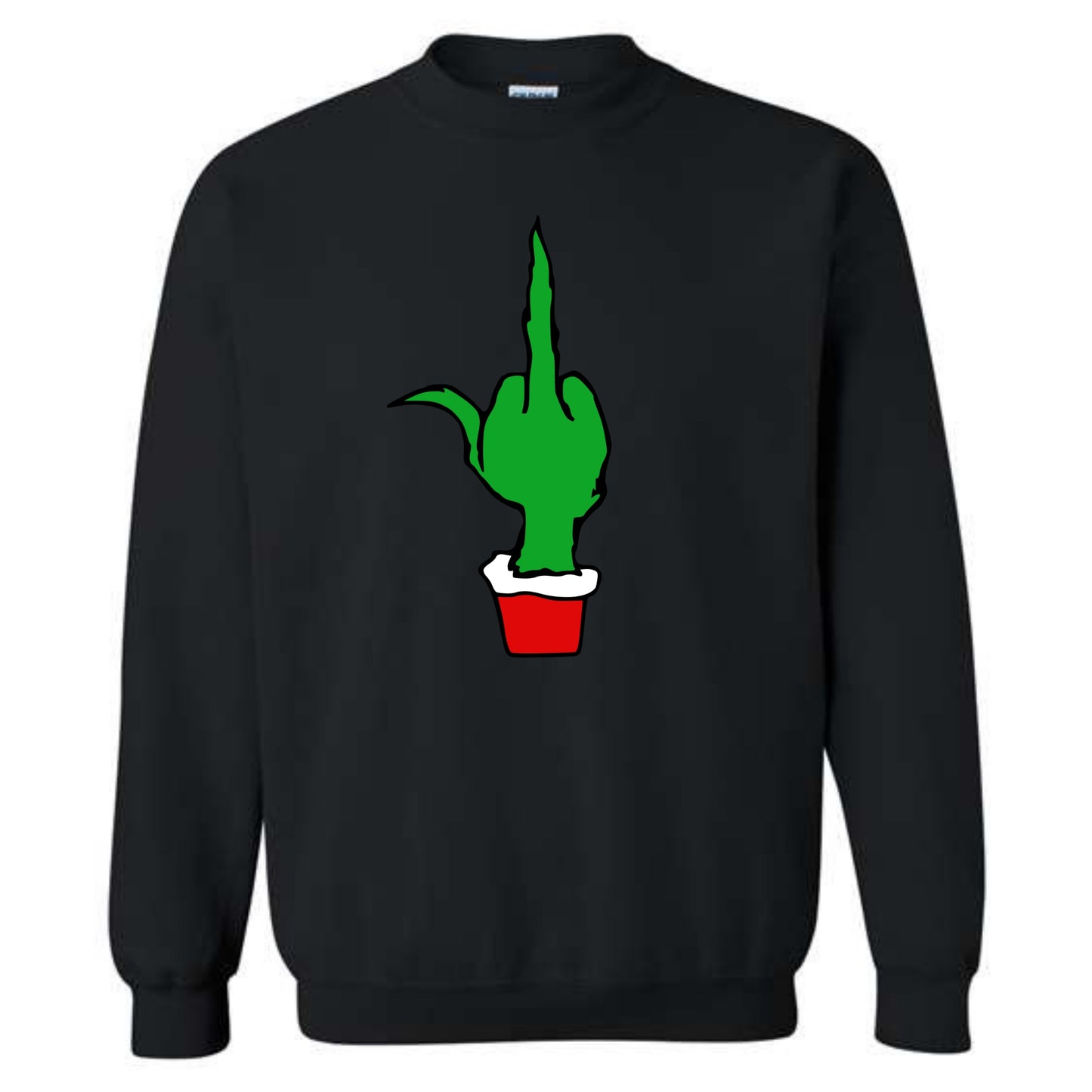 Christmas Green Finger Holiday Crewneck Sweatshirt Middle Finger Pullover Sweater Small to 5XL