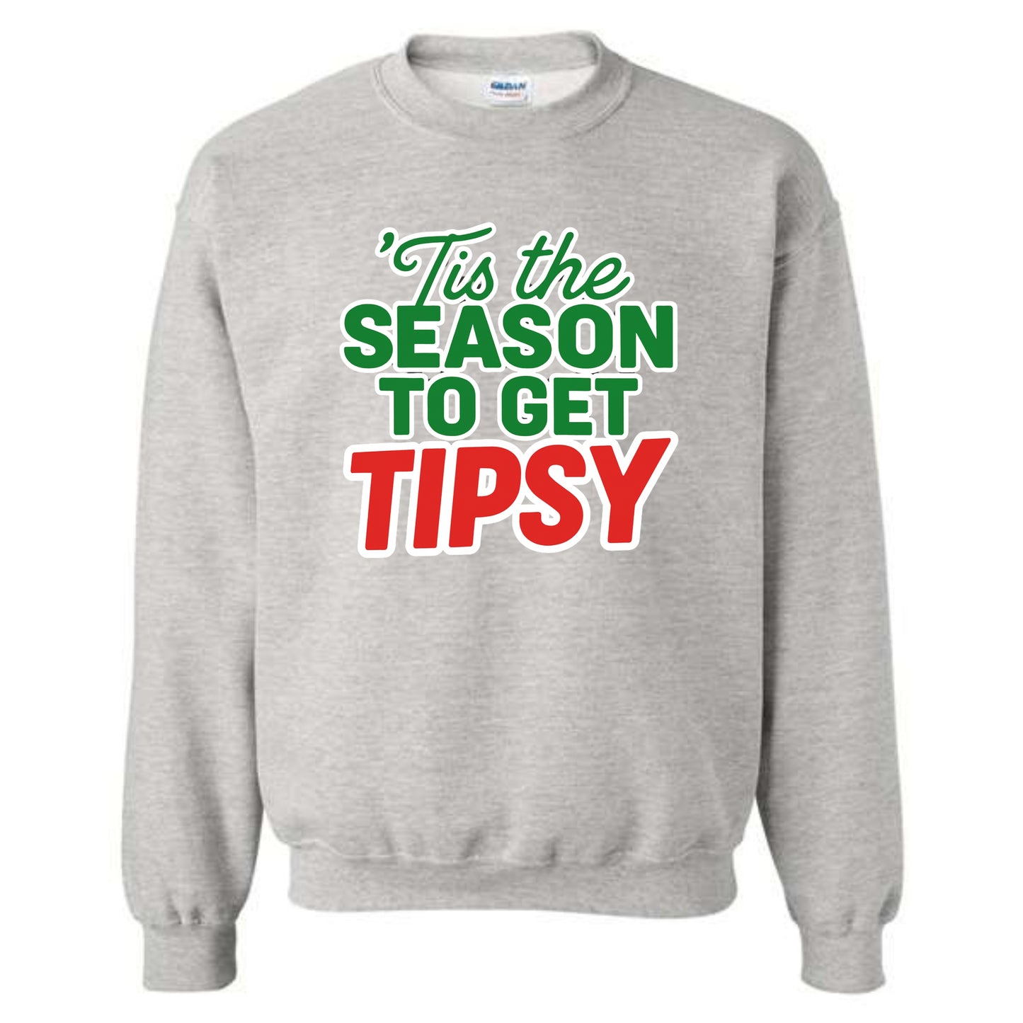 Merry Christmas Novelty Crewneck Sweatshirt Tis The Season To Get Tipsy Funny Unisex Holiday Sweater Spirit Pullover Party Gift Size Small to 5XL