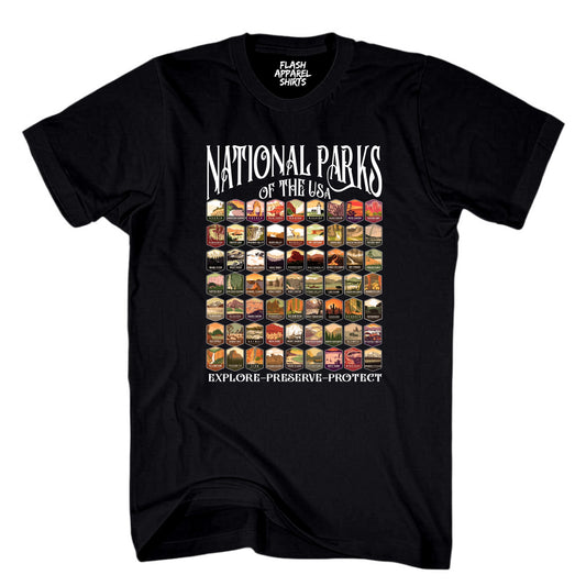 National Parks Shirt USA Explore Preserve Protect Park Collection Camping & Hiking T-Shirt Outdoor Wildlife Nature Tee