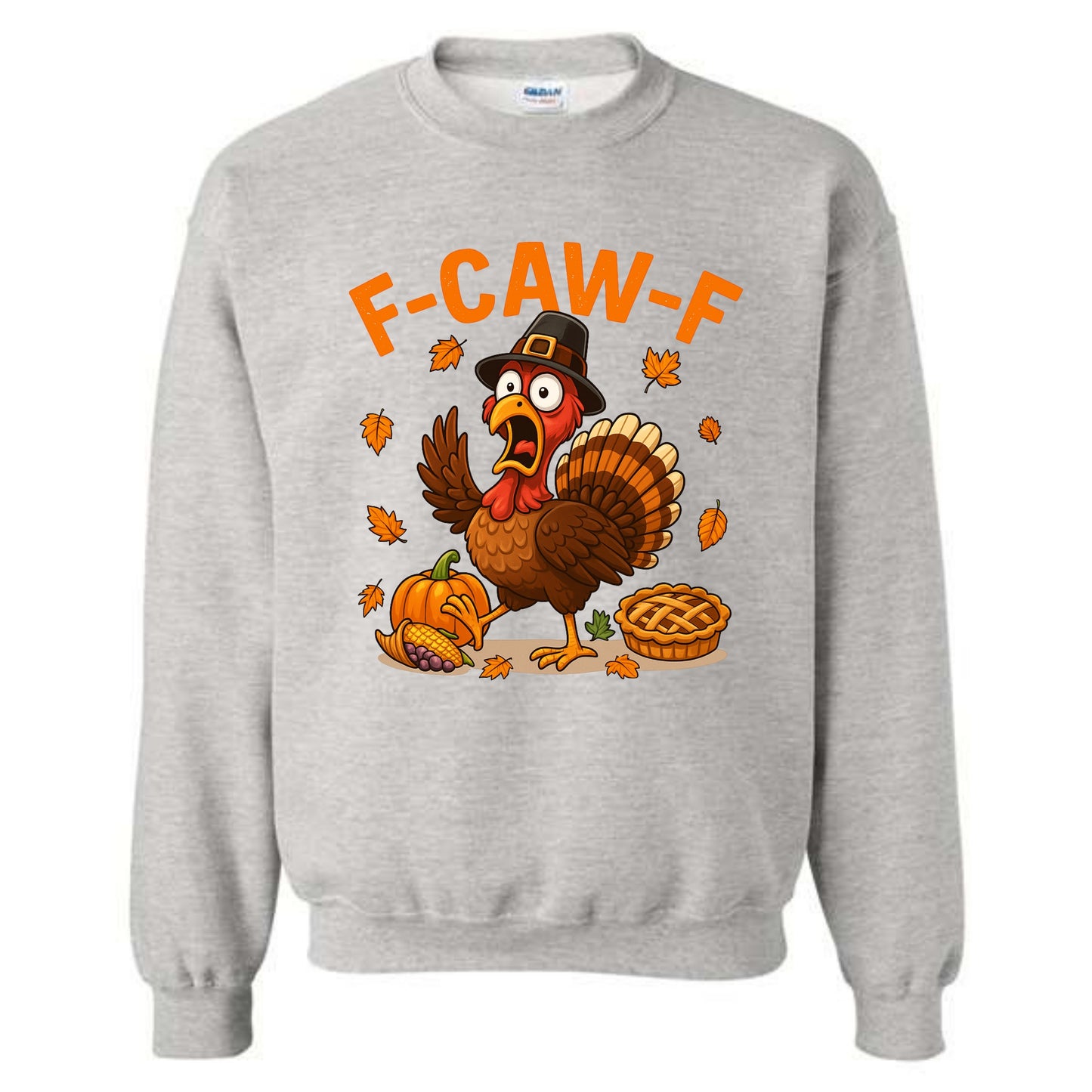 Caw Turkey Thanksgiving Crewneck Sweatshirt Gobble Bird Novelty Sweater Funny Adult Humor Gift Pullover Men Women Small to 5XL