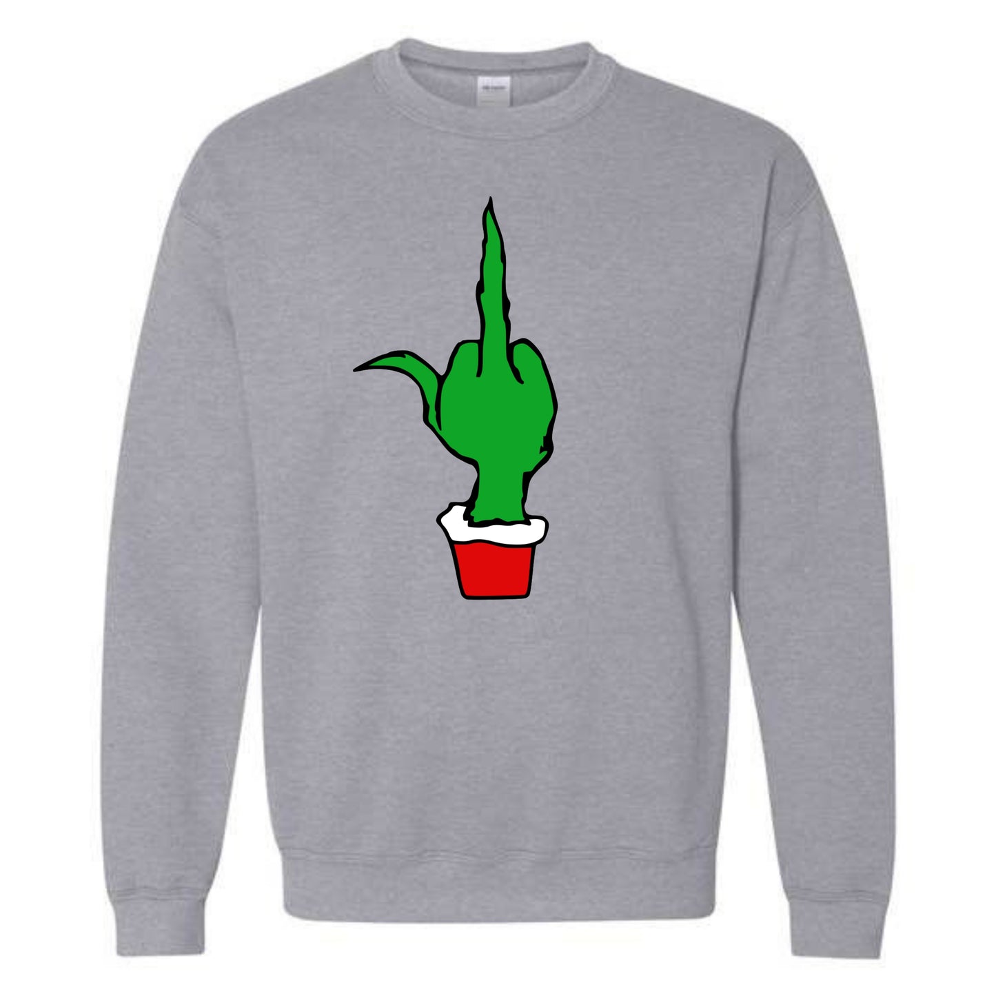 Christmas Green Finger Holiday Crewneck Sweatshirt Middle Finger Pullover Sweater Small to 5XL