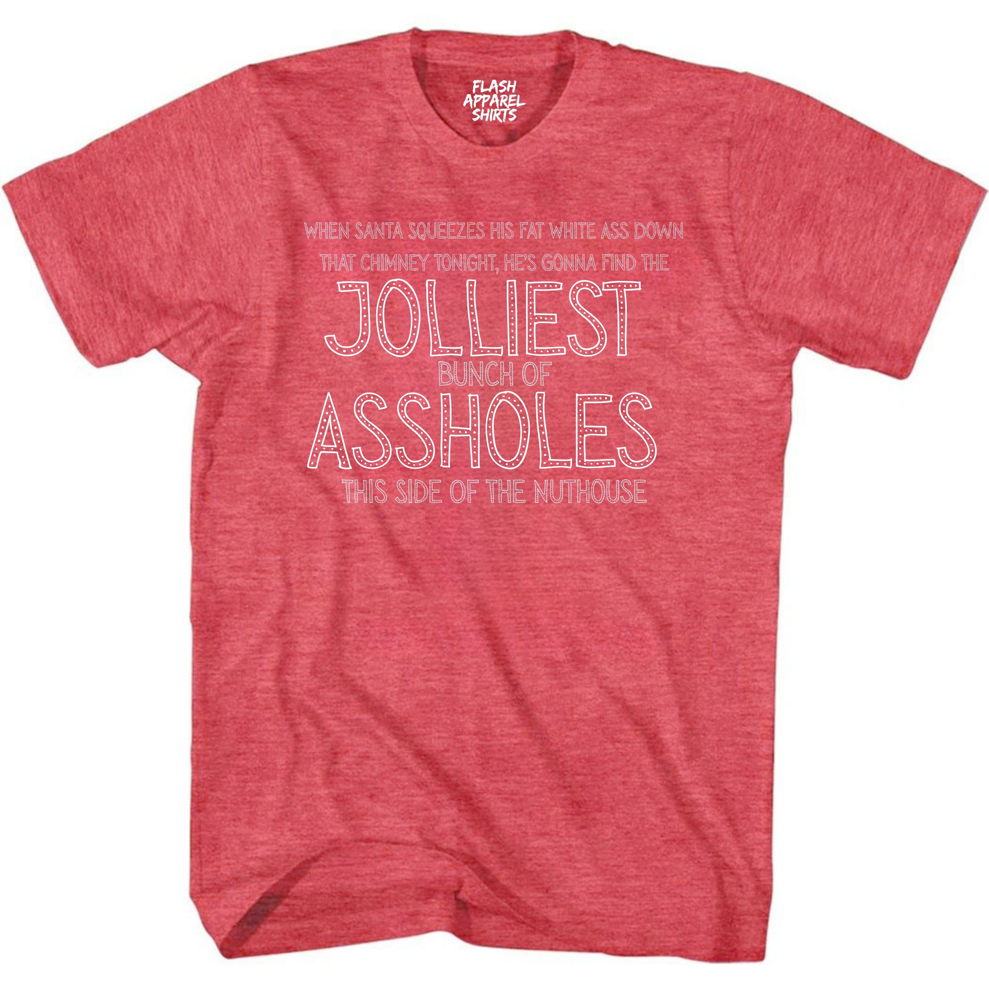 Mens Funny Christmas Shirts Jolliest Bunch of A Holes T-Shirt Funny Retro Vintage Tee Graphic Fathers Day Holiday Spirit Party Gift Small to 5XL