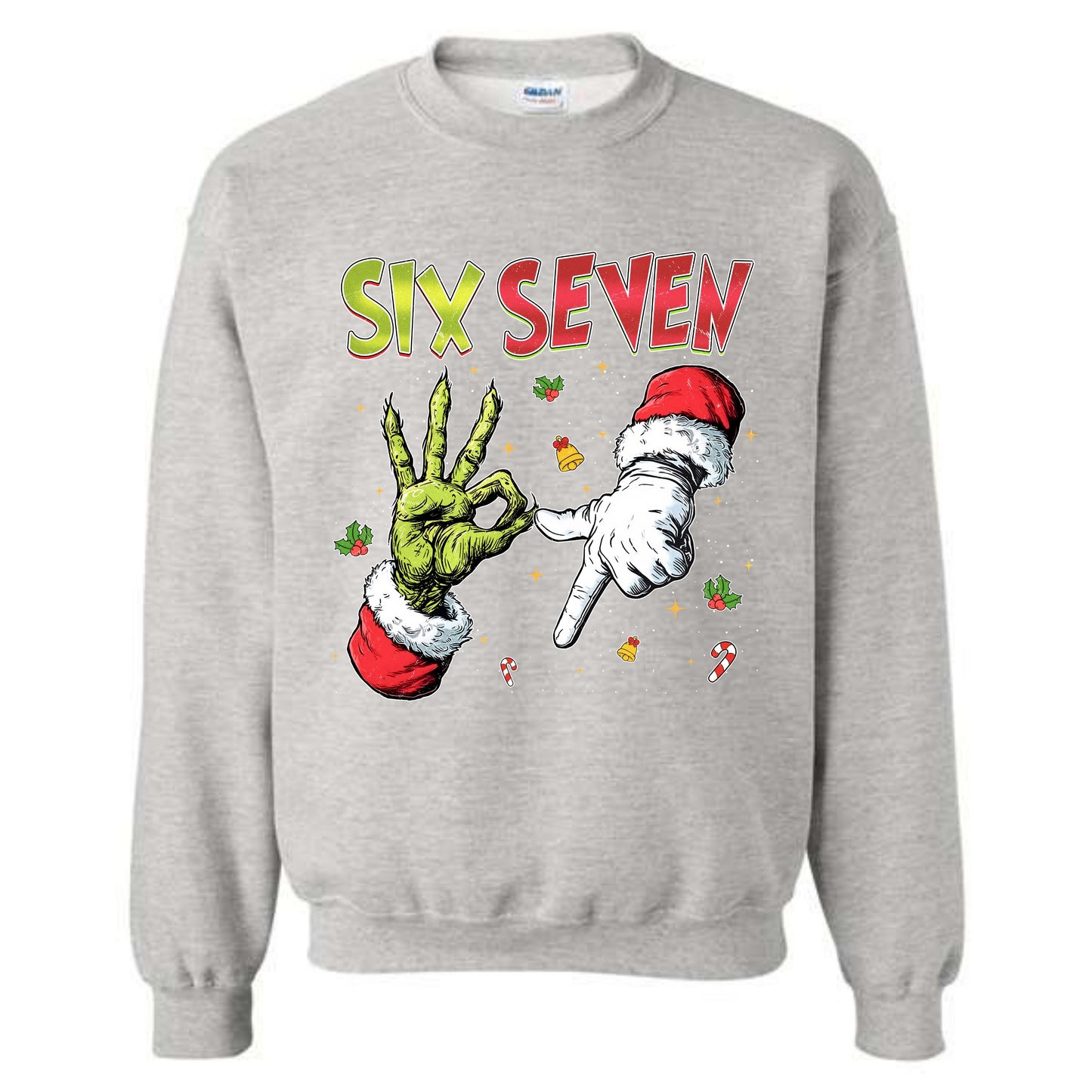 Merry Christmas 6 7 Six Seven Novelty Crewneck Sweatshirt Funny Unisex Holiday Gen Z Sweater Spirit Party Gift Pullover Size Small to 5XL
