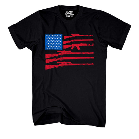 2nd Amendment USA Flag Gun We the People T Shirt Patriotic Graphic Tee Shirt