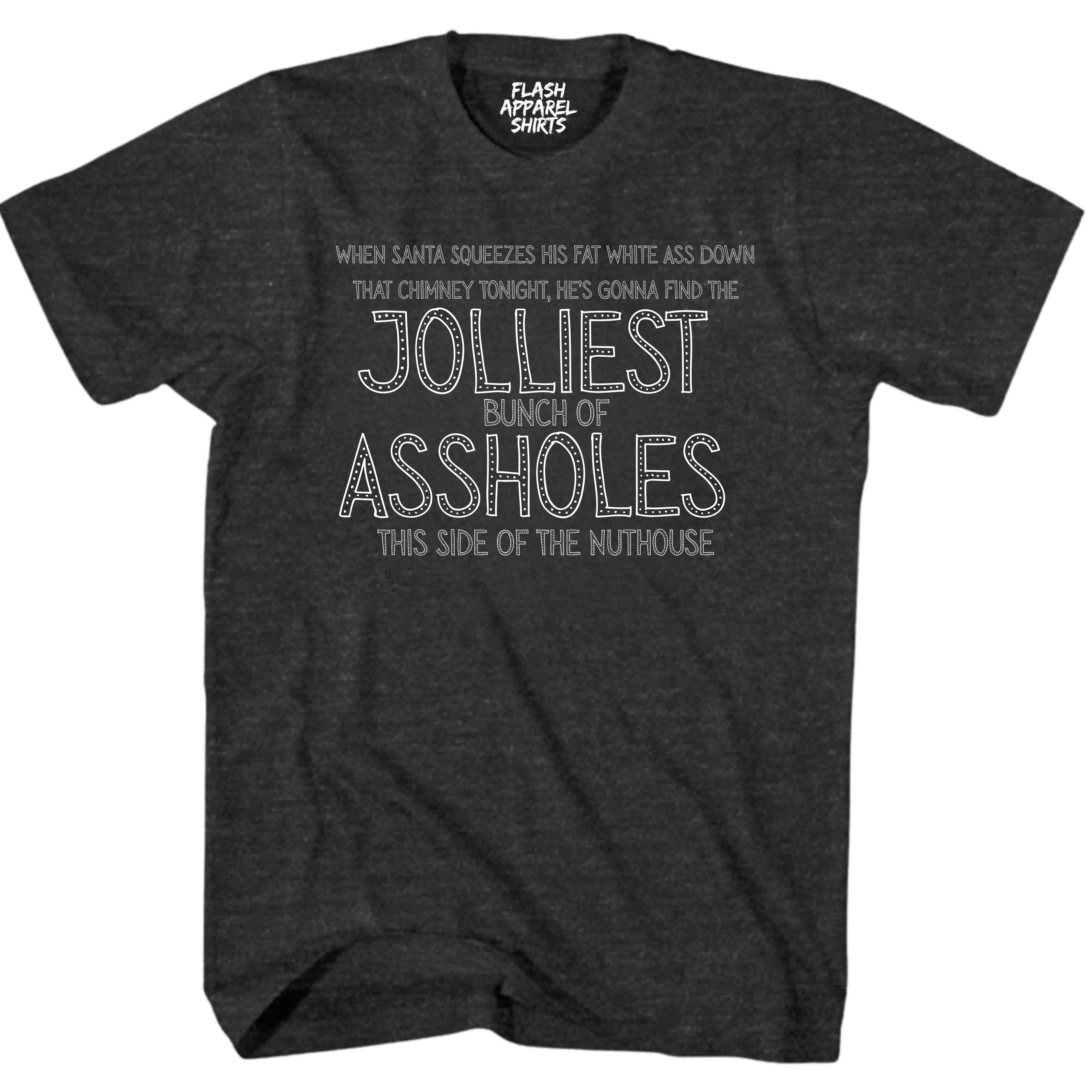 Mens Funny Christmas Shirts Jolliest Bunch of A Holes T-Shirt Funny Retro Vintage Tee Graphic Fathers Day Holiday Spirit Party Gift Small to 5XL