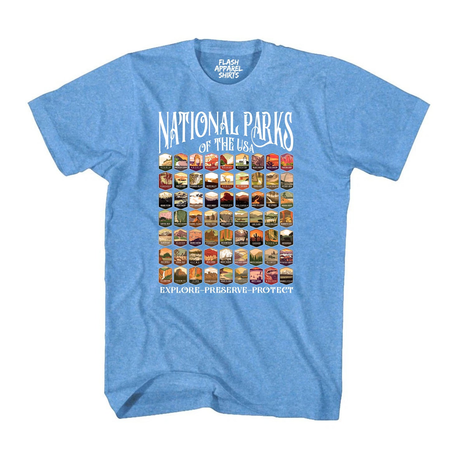 National Parks Shirt USA Explore Preserve Protect Park Collection Camping & Hiking T-Shirt Outdoor Wildlife Nature Tee