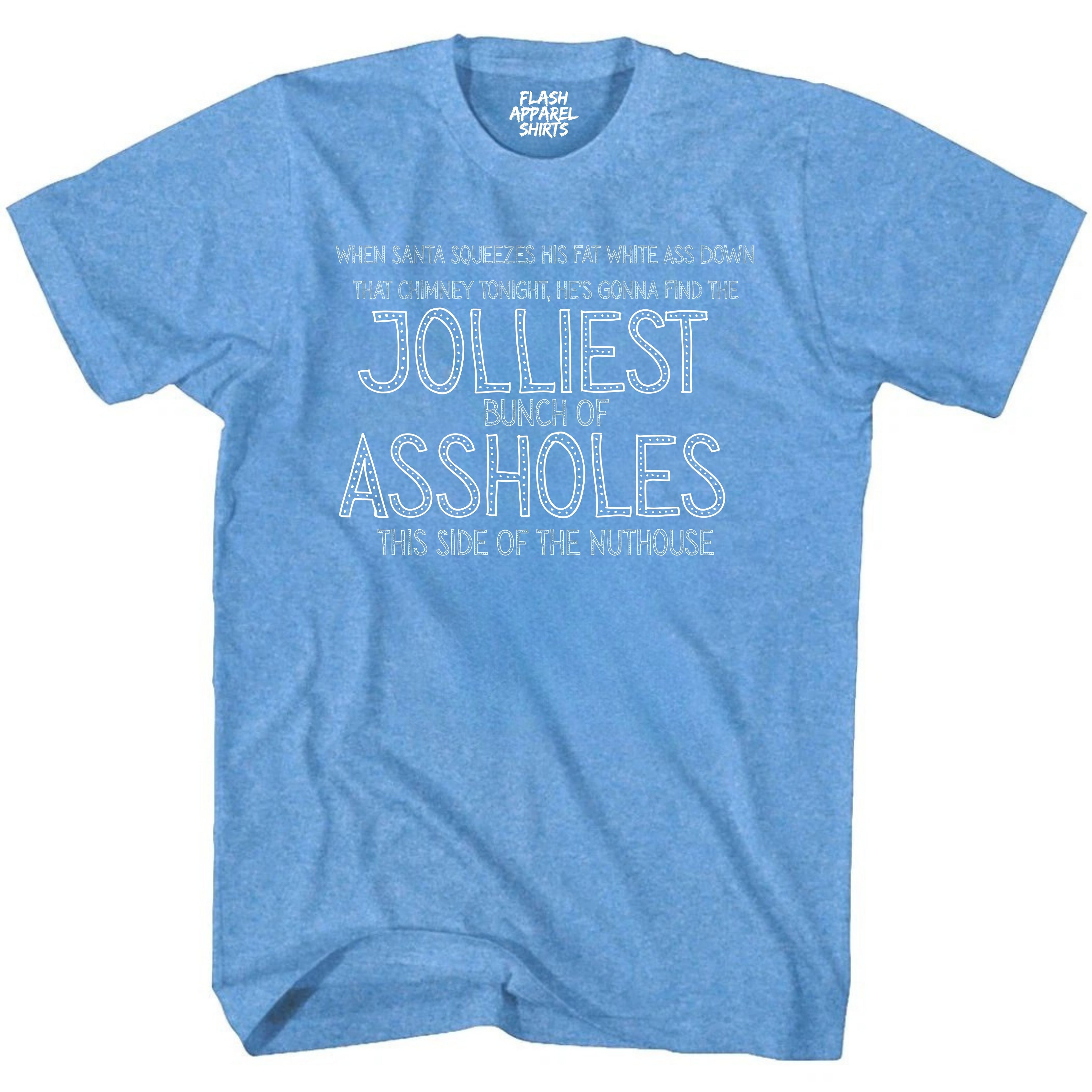 Mens Funny Christmas Shirts Jolliest Bunch of A Holes T-Shirt Funny Retro Vintage Tee Graphic Fathers Day Holiday Spirit Party Gift Small to 5XL