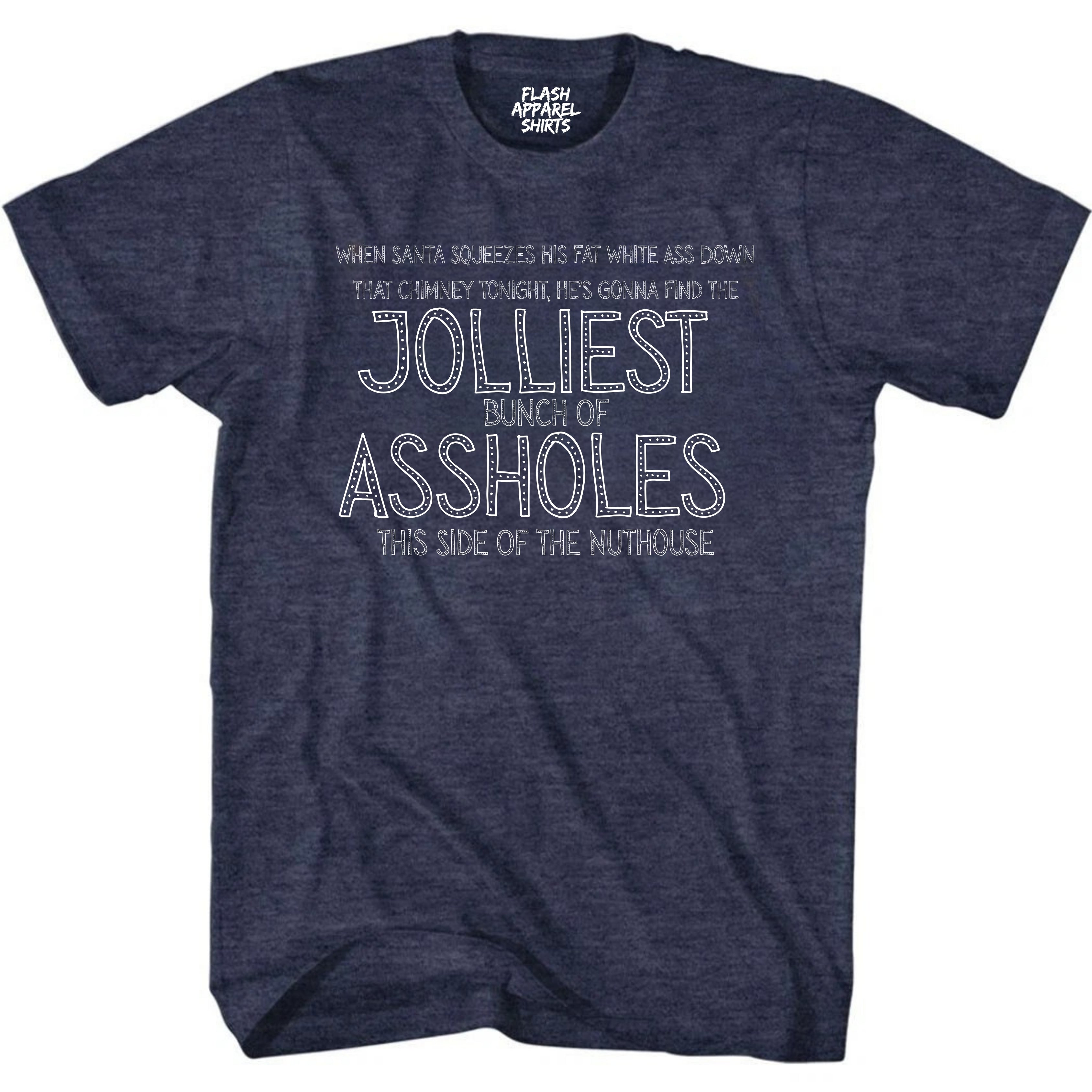 Mens Funny Christmas Shirts Jolliest Bunch of A Holes T-Shirt Funny Retro Vintage Tee Graphic Fathers Day Holiday Spirit Party Gift Small to 5XL