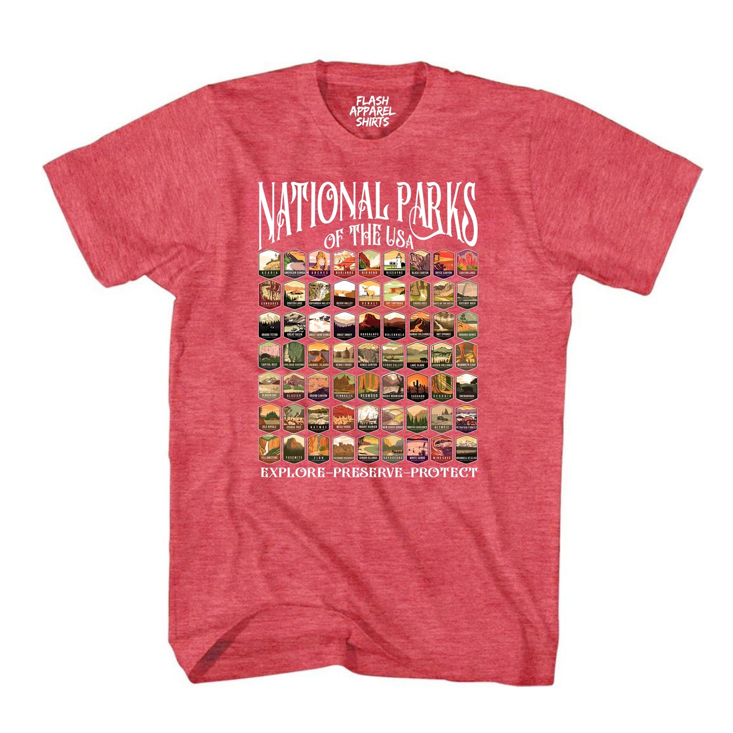 National Parks Shirt USA Explore Preserve Protect Park Collection Camping & Hiking T-Shirt Outdoor Wildlife Nature Tee