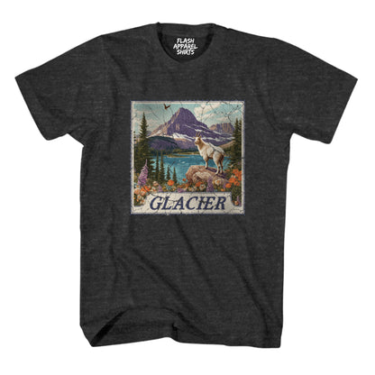 Glacier National Park Shirt Montana Stamp TShirt USA Camping Hiking T-Shirt Outdoor Wildlife Nature Tee Small to 5XL