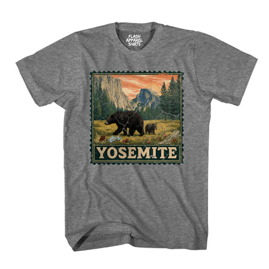 Yosemite National Park Half Dome Souvenir Shirt Stamp TShirt USA Camping Hiking T-Shirt Outdoor Wildlife Nature Tee