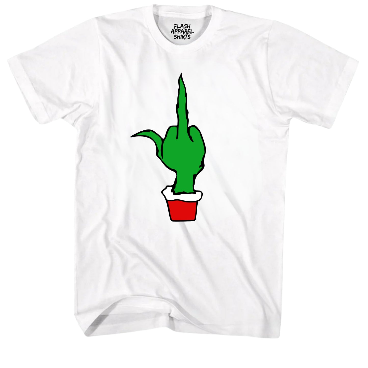 Christmas Green Finger Holiday T-Shirt Middle Finger Shirt Novelty Tee Small to 5XL