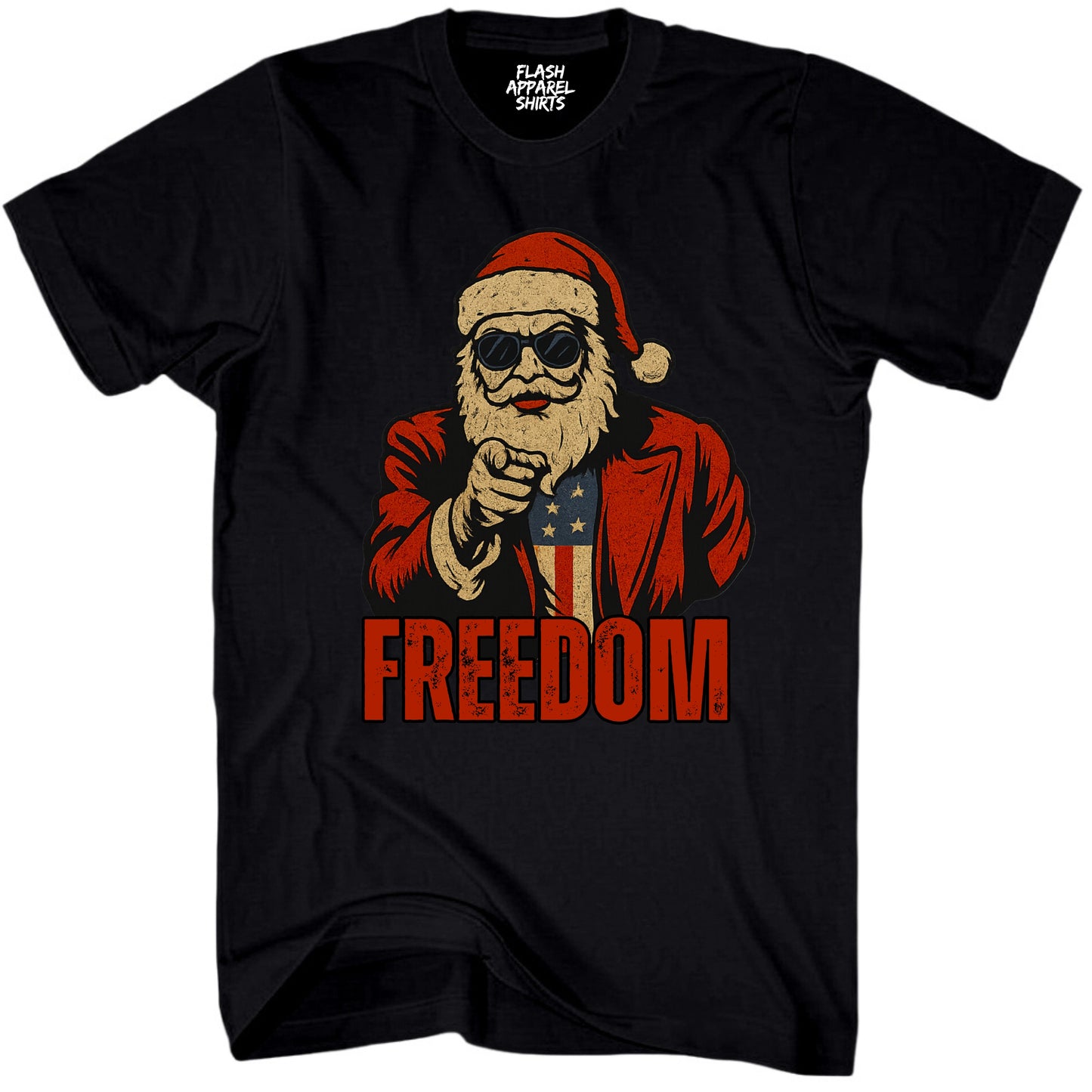 Merry Christmas Freedom Shirt Santa USA Patriotic America Vintage T-Shirt Novelty Funny Unisex Holiday Spirit Tee Party Gift Size Small to 5XL