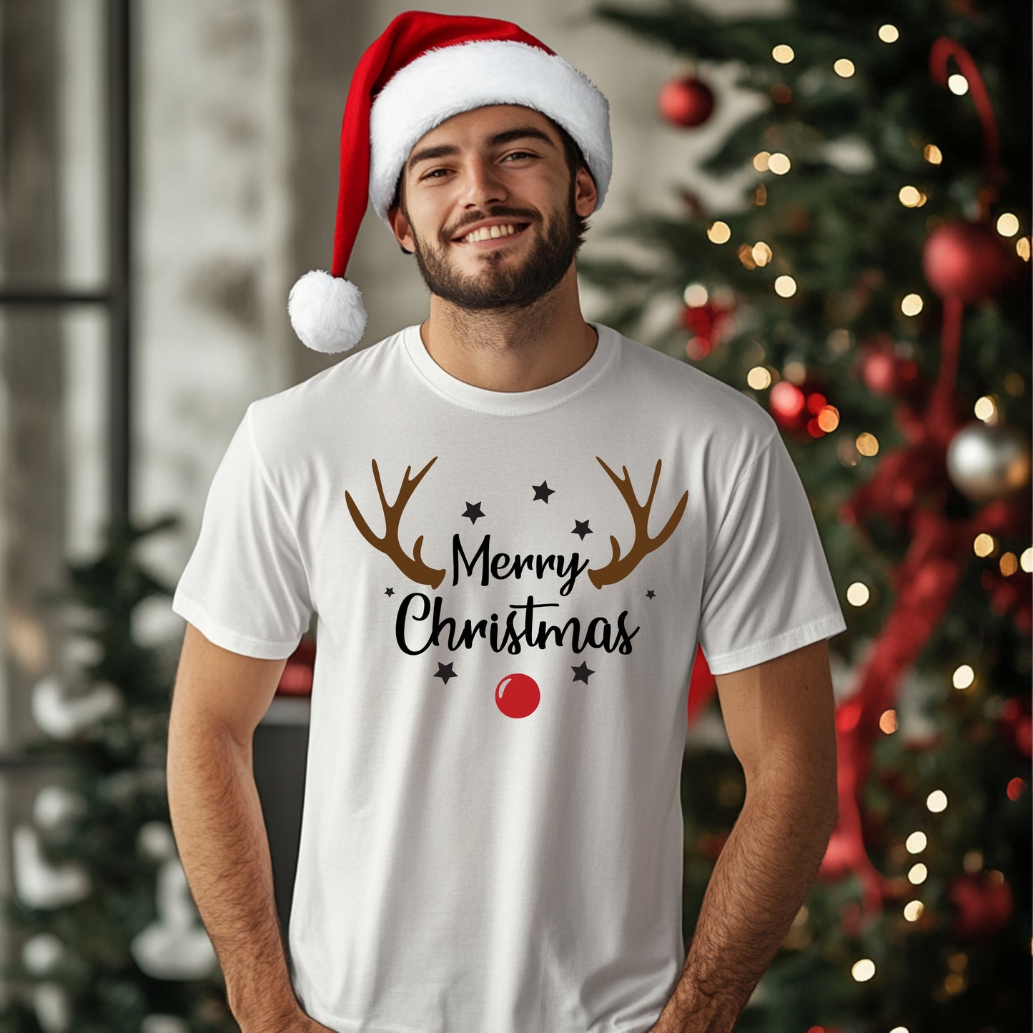 Merry Christmas Reindeer Costume T-Shirt Unisex Shirt Holiday Spirit Novelty Party Tee Size Small to 5XL