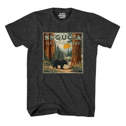 Sequoia National Park Shirt California Giant Tree Stamp TShirt USA Camping Hiking T-Shirt Outdoor Wildlife Nature Tee Small to 5XL