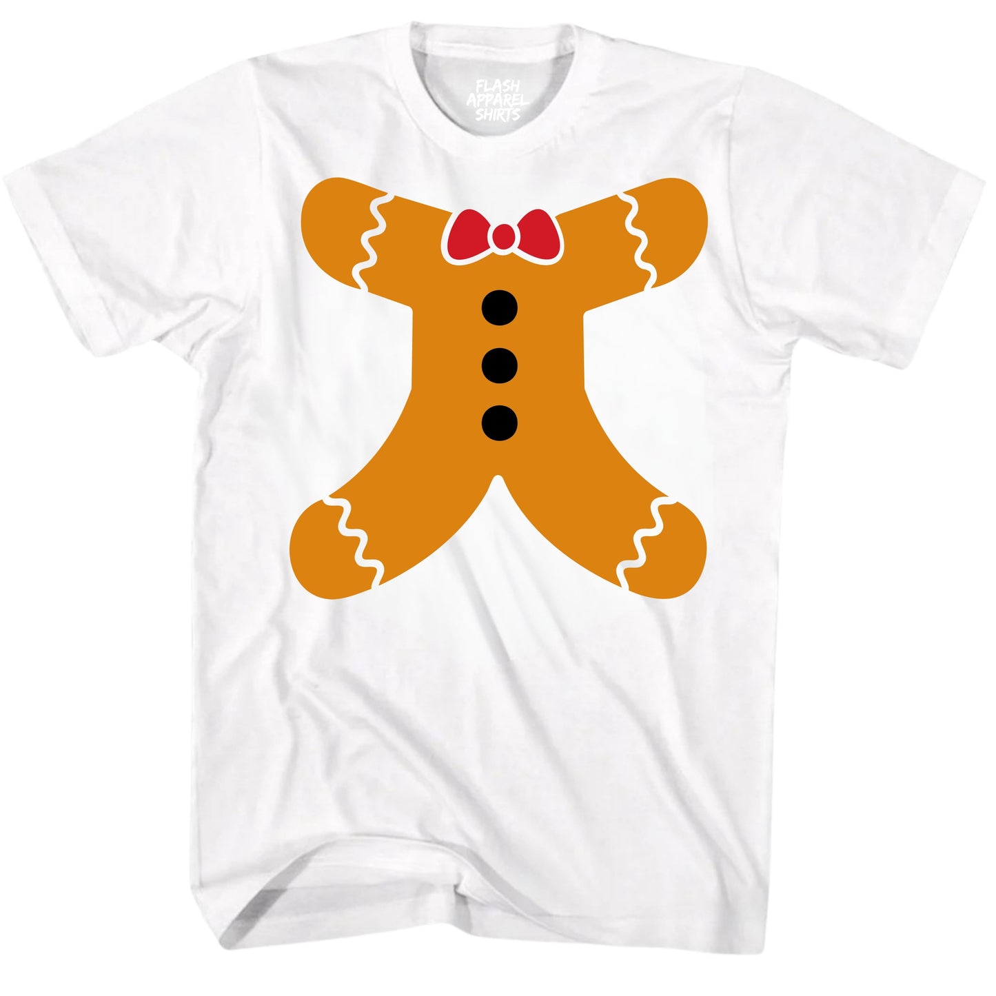 Merry Christmas Gingerbread Man Body Costume Shirt Unisex T-Shirt Holiday Spirit Novelty Tee Party Size Small to 5XL