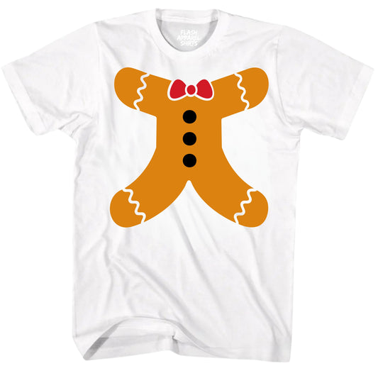 Merry Christmas Gingerbread Man Body Costume Shirt Unisex T-Shirt Holiday Spirit Novelty Tee Party Size Small to 5XL