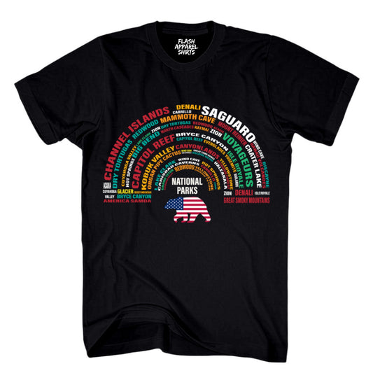 National Parks Shirt USA Bear All Parks Rainbow Arch Collection Camping & Hiking T-Shirt Outdoor Wildlife Nature Tee