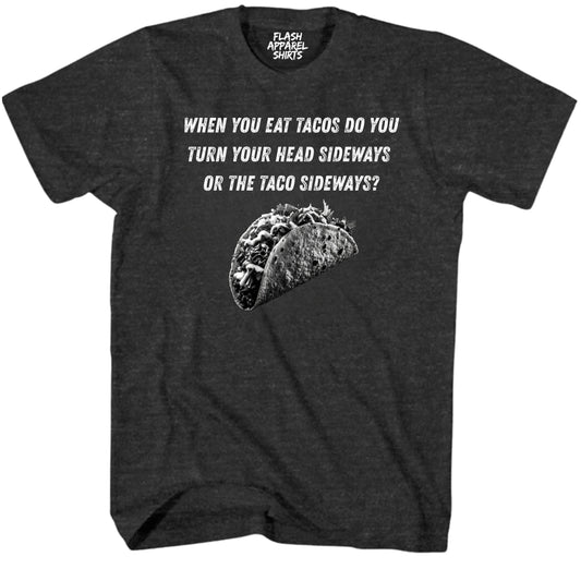 Mens Novelty Shirt Eat Tacos Sideways T-Shirt Funny Retro Vintage Tee Graphic Fathers Day Holiday Spirit Party Gift Small to 5XL