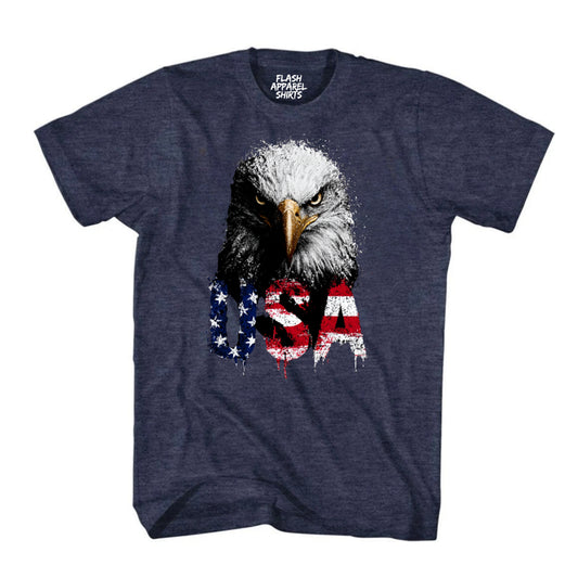 USA Bald Eagle Patriotic Graphic Tee USA T Shirt for 4th of July American Flag Shirt