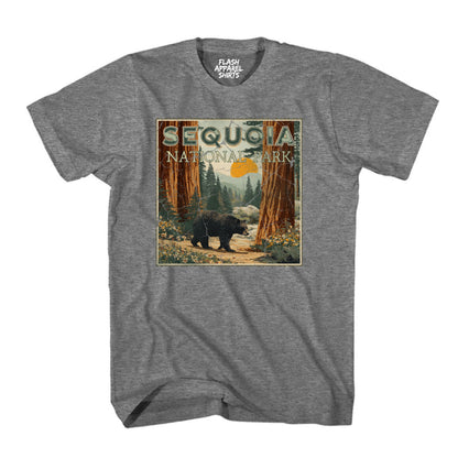 Sequoia National Park Shirt California Giant Tree Stamp TShirt USA Camping Hiking T-Shirt Outdoor Wildlife Nature Tee Small to 5XL
