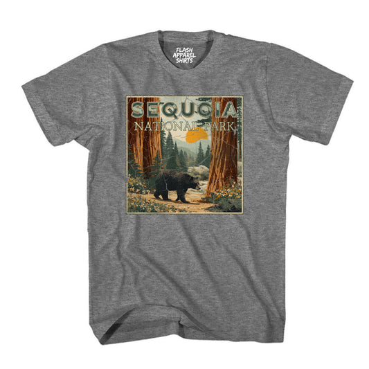 Sequoia National Park Shirt California Giant Tree Stamp TShirt USA Camping Hiking T-Shirt Outdoor Wildlife Nature Tee Small to 5XL