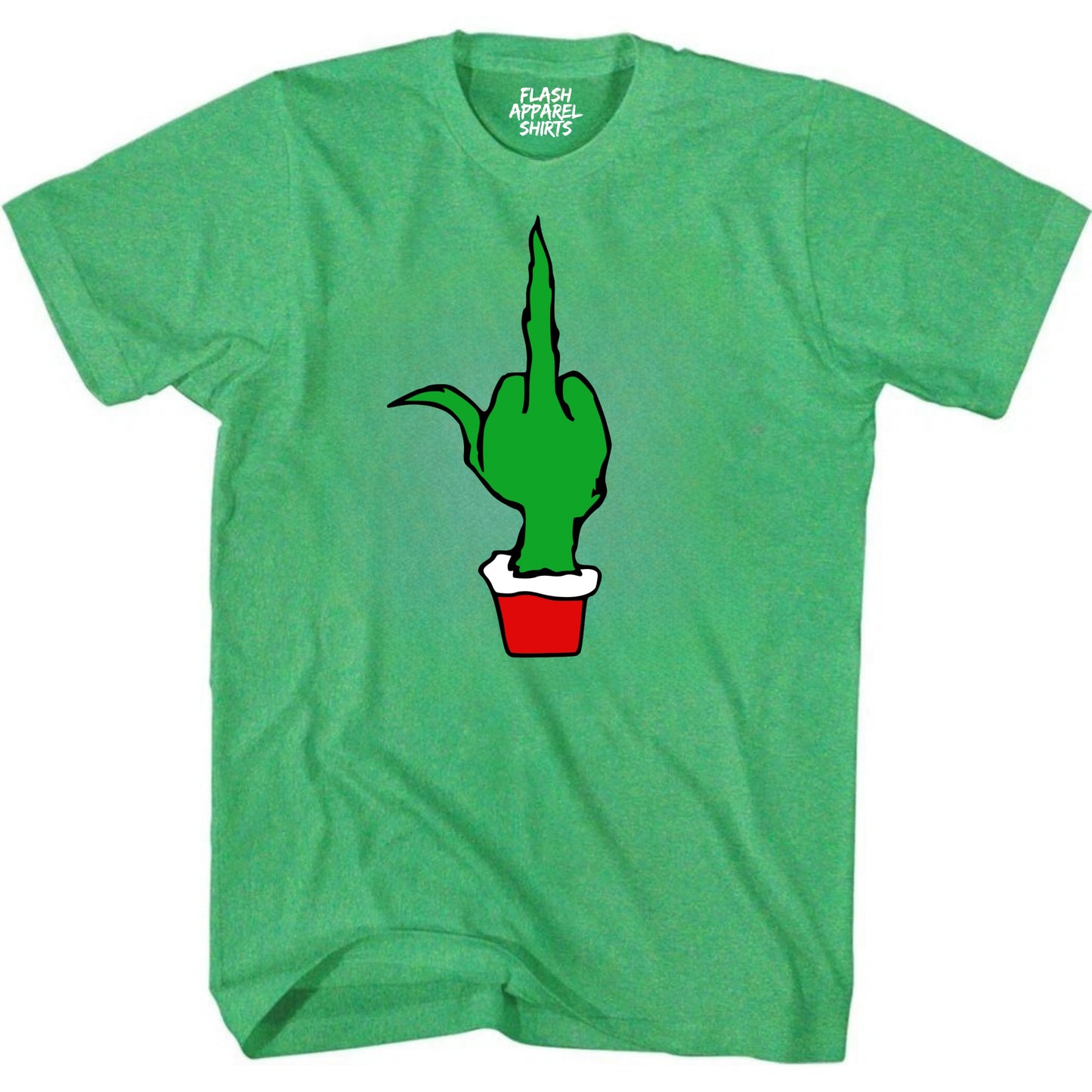 Christmas Green Finger Holiday T-Shirt Middle Finger Shirt Novelty Tee Small to 5XL