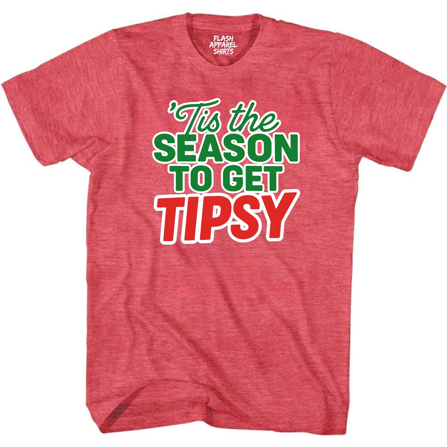Merry Christmas Novelty Shirt Tis The Season To Get Tipsy Funny Unisex Holiday T-Shirt Spirit Tee Party Gift Size Small to 5XL