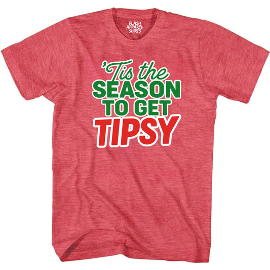 Merry Christmas Novelty Shirt Tis The Season To Get Tipsy Funny Unisex Holiday T-Shirt Spirit Tee Party Gift Size Small to 5XL