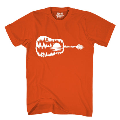 Guitar Lake Shadow Shirt Love Guitar Musician Reflection Water Moon Wilderness T-Shirt Novelty Tee White