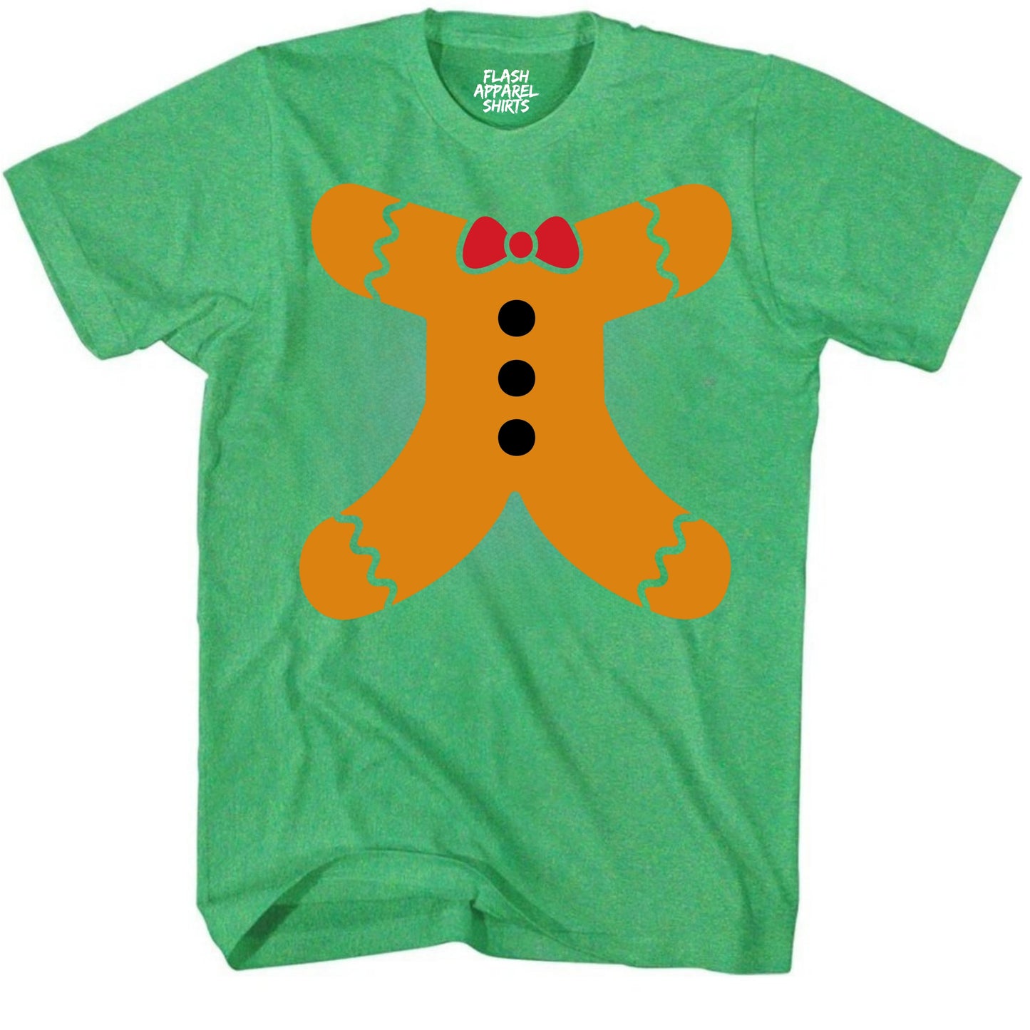 Merry Christmas Gingerbread Man Body Costume Shirt Unisex T-Shirt Holiday Spirit Novelty Tee Party Size Small to 5XL