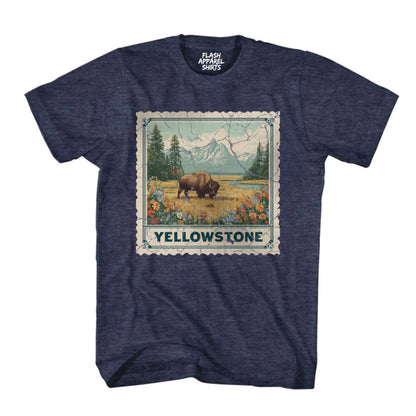 Yellowstone National Park Wyoming Souvenir Shirt Stamp TShirt USA Camping Hiking T-Shirt Outdoor Wildlife Nature Tee