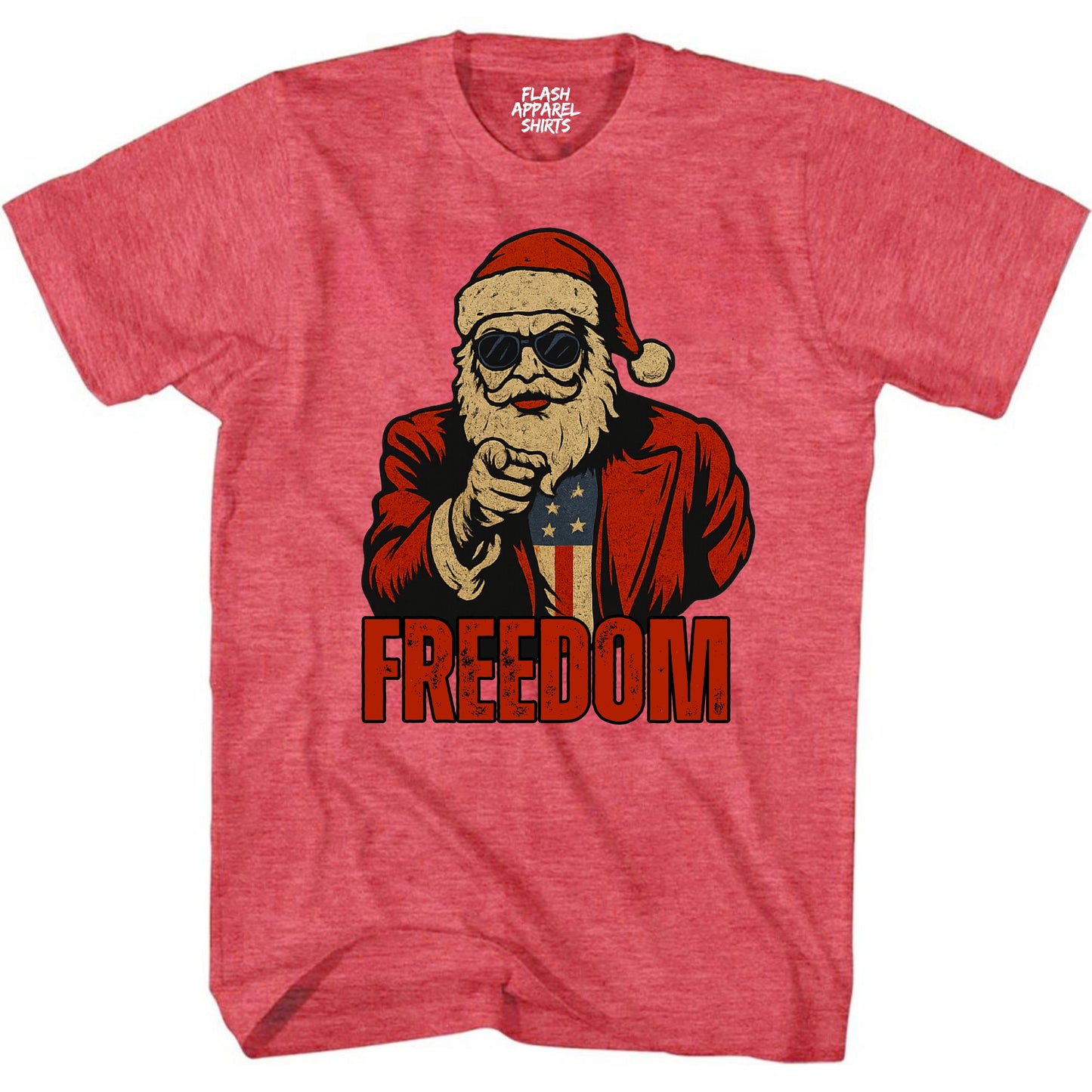 Merry Christmas Freedom Shirt Santa USA Patriotic America Vintage T-Shirt Novelty Funny Unisex Holiday Spirit Tee Party Gift Size Small to 5XL