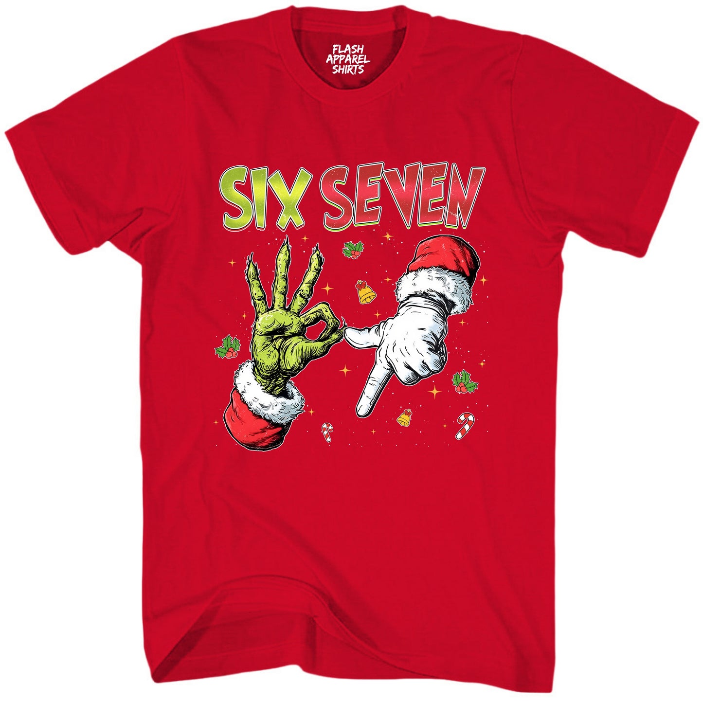 Merry Christmas 6 7 Six Seven Novelty Shirt Funny Unisex Holiday Gen Z T-Shirt Spirit Tee Party Gift Size Small to 5XL