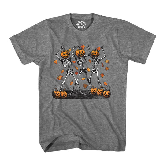 Halloween Pumpkin Skeleton Head Shirt Spooky Tee Dancing Retro Scary T-Shirt Novelty Gift T Shirt
