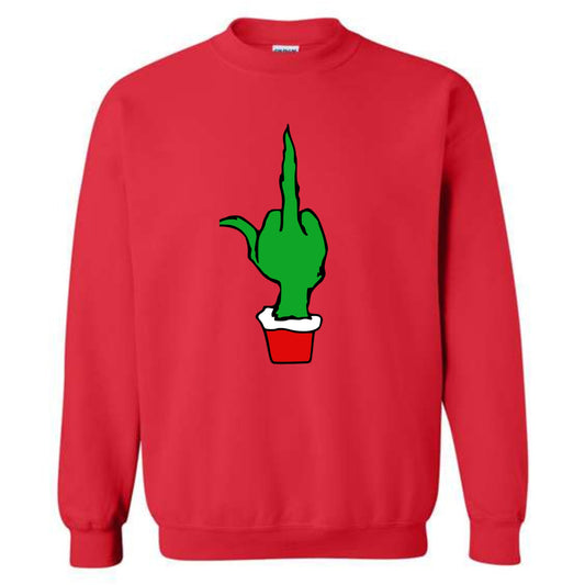 Christmas Green Finger Holiday Crewneck Sweatshirt