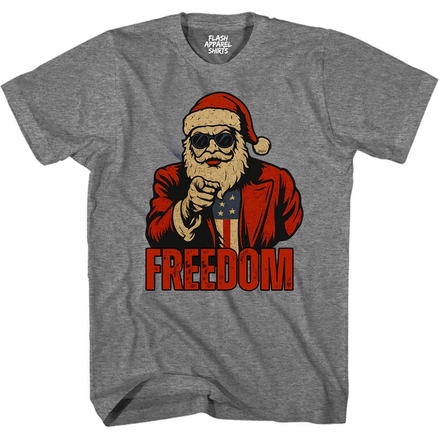 Merry Christmas Freedom Shirt Santa USA Patriotic America Vintage T-Shirt Novelty Funny Unisex Holiday Spirit Tee Party Gift Size Small to 5XL