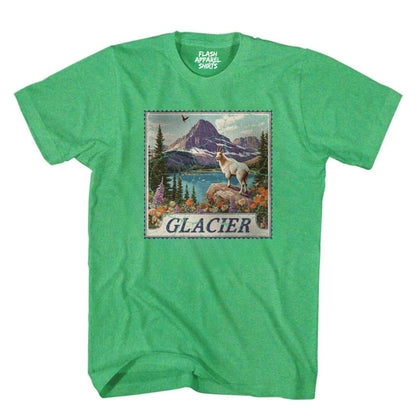 Glacier National Park Shirt Montana Stamp TShirt USA Camping Hiking T-Shirt Outdoor Wildlife Nature Tee Small to 5XL